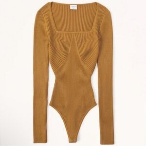 Abercrombie & Fitch Long-Sleeve Squareneck Sweater Bodysuit Small